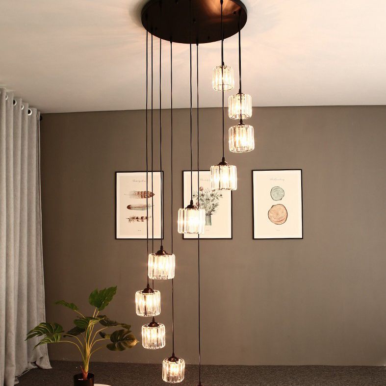 Cilindrische kristal prisma hanger moderne stijl zwart zwart hangend licht voor trap
