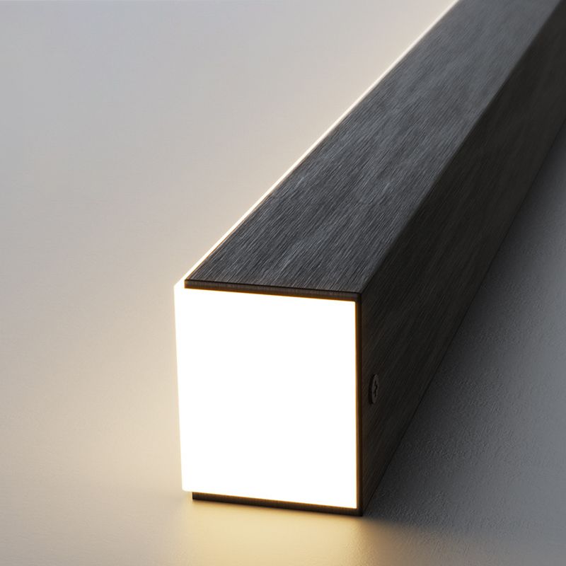 Aluminum and Acrylic Ceiling Pendant Fixture Linear Kitchen Island Fixture in Dark Black