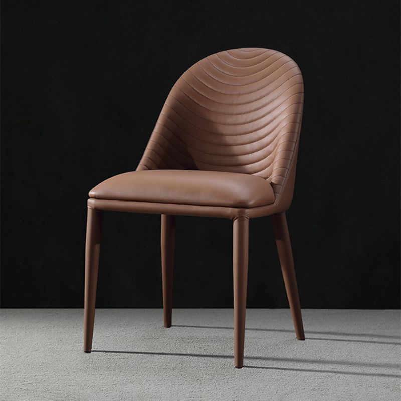 Parsons Side Chair Leather Metal Base Dining Chair for Dining Room