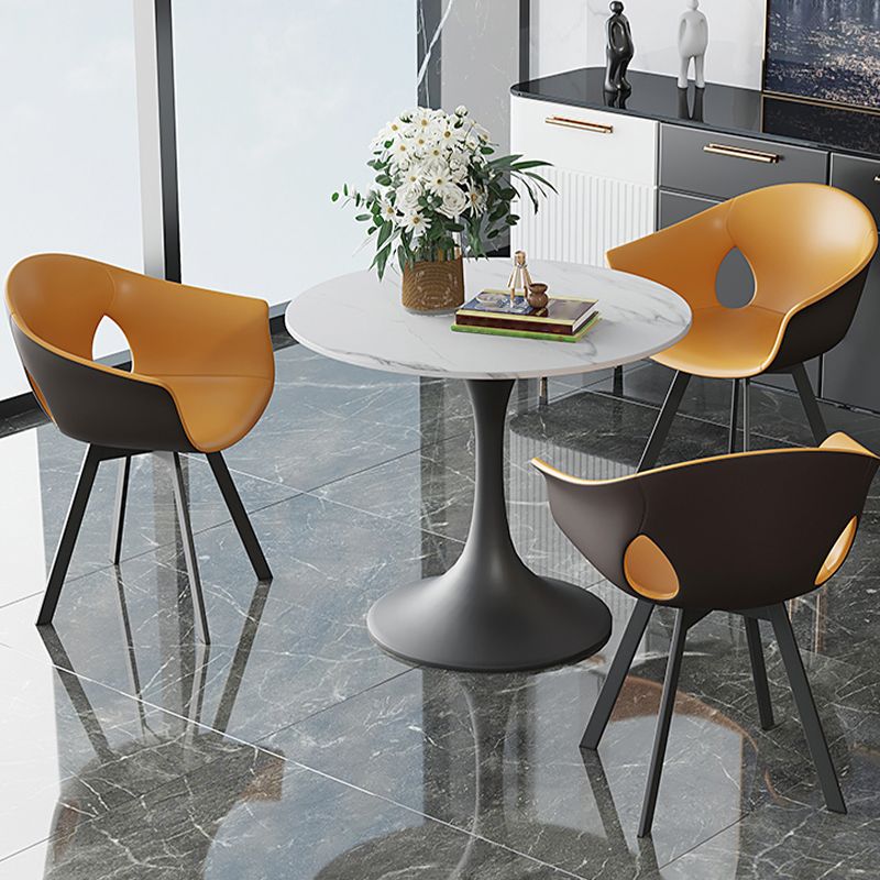 Modern 1/4/5 Pieces White Dining Set Round Sintered Stone Dining Table Set