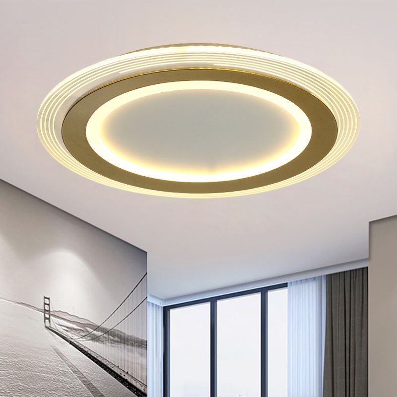 Lampada da incasso metallica quadrata/rotonda Modernismo LED Lampada da incasso dorata, larghezza 16"/19,5"