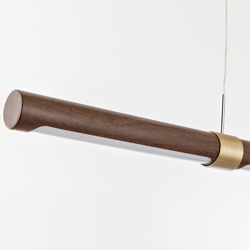 Linear Iron 1 - Light Kitchen Island Light in Walnut and Gold Finish LED Ceiling Pendant