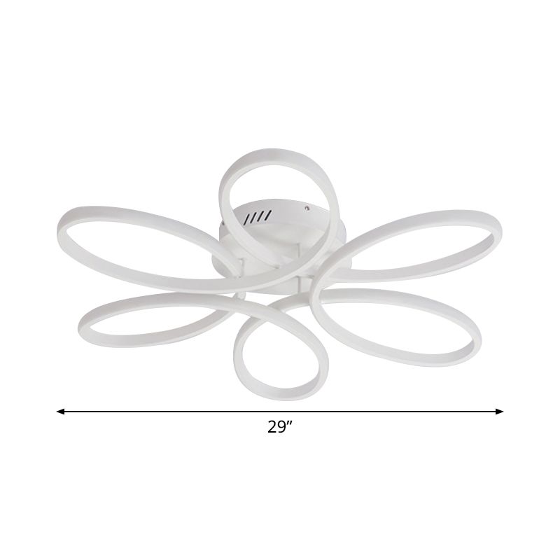 White Blossom Unterputzleuchte Moderne Acryl 23/29 Zoll breite LED-Deckenleuchte in warmem/weißem Licht für Wohnzimmer
