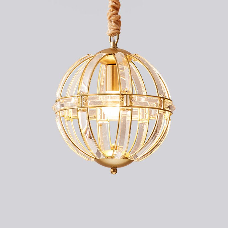 Modern Metal Crystal Ball Chandelier Light Multi Head Hanging Light for Restaurant