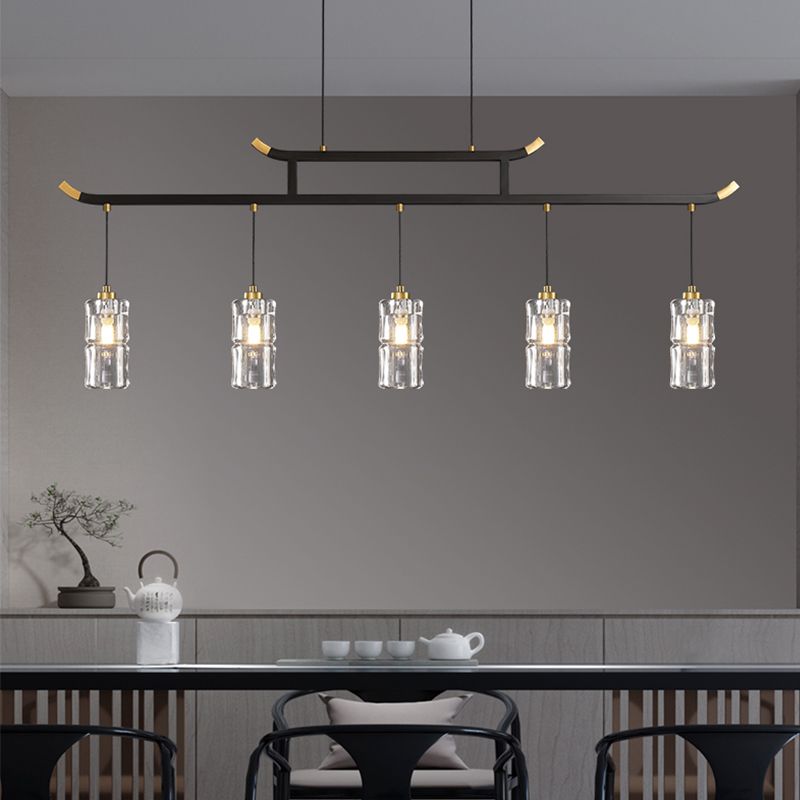 Accesorios de iluminación de la isla de cilindro iluminación de isla de cocina contemporánea con sombra de cristal