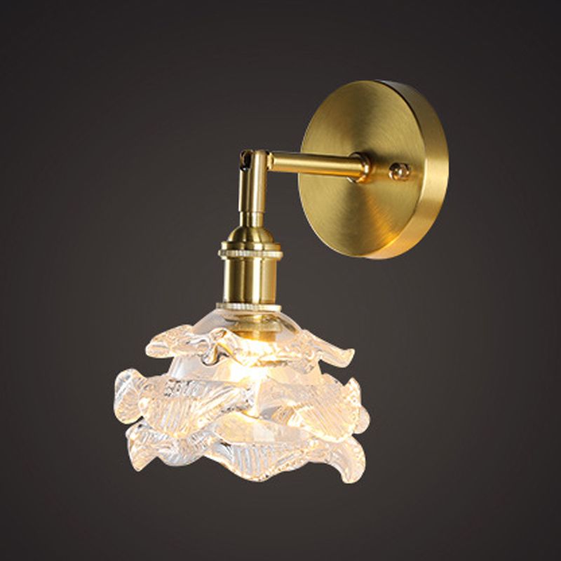 Glass Flower Wall Sconce Lighting Industrial Style 1 Light Wall Lamps