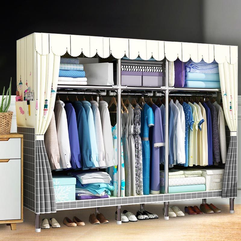 Modern Wardrobe Armoire with Legs Metal Wardrobe Cabinet with Shelves