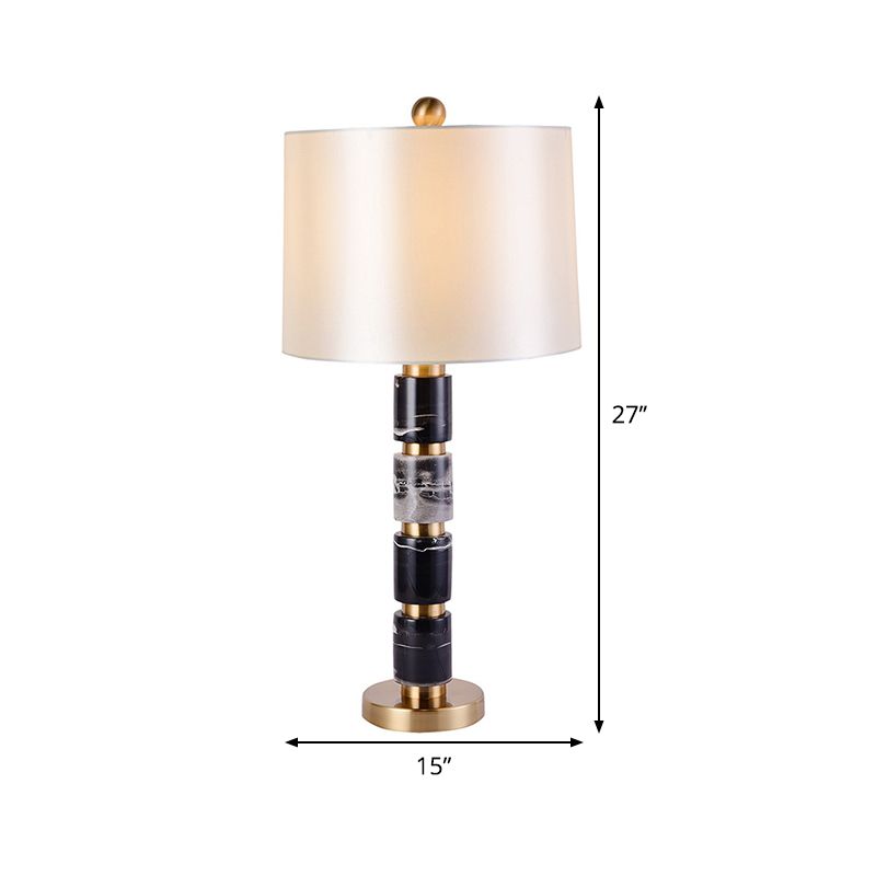 Fassform Nachttischlampe zeitgenössischer Stoff 1 Glühbirne Lesebuch Licht in Weiß