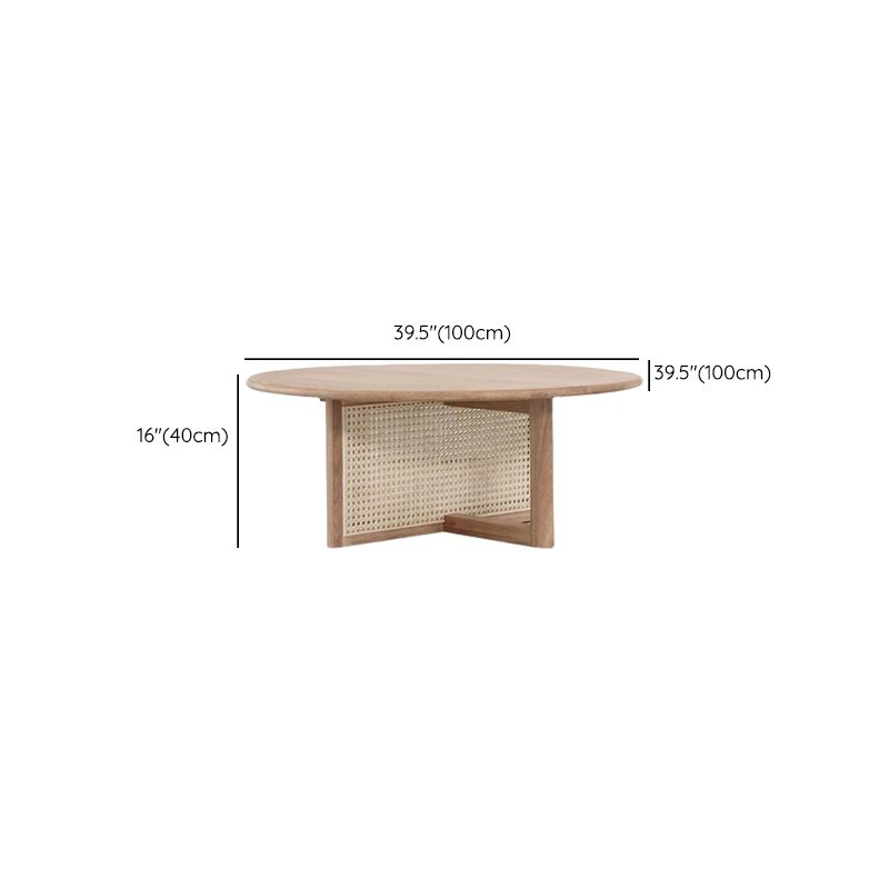 Scandinavian Round Coffee Table with Cross Legs in Pine Wood