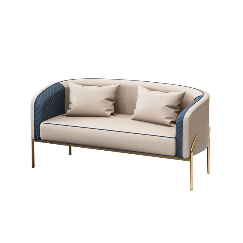 Standard Sofa 22.83" D X 27.55" H Sloped Arm Sofa with Golden Legs for Living Room