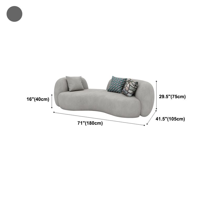 Contemporary Recessed Arm Sofa Pillow Back Curved Sofa for Living Room