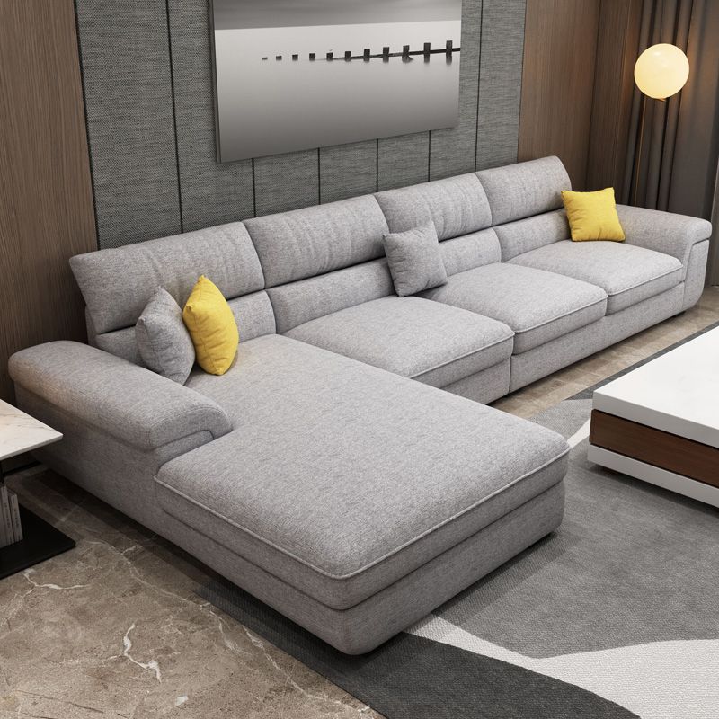 137.79" L Modern Linen Sectional Pillow Top Arm Sectional for Living Room
