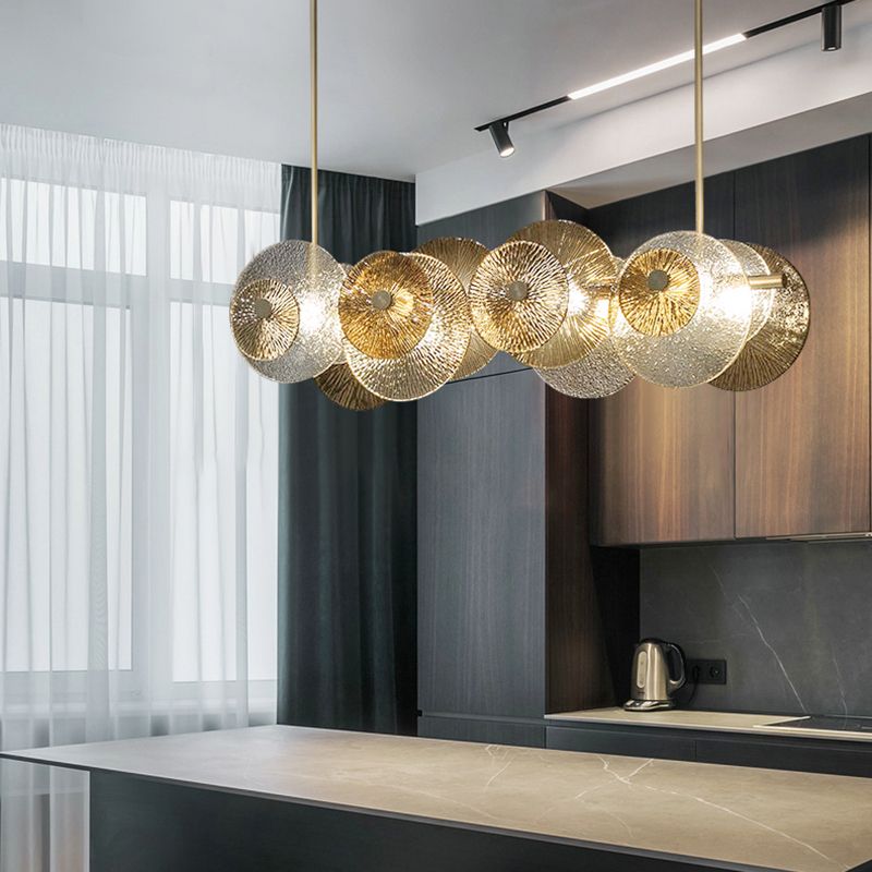 Nordic Style Iron Hanging Lamp Circle Shape Island Light Fixture for Living Room