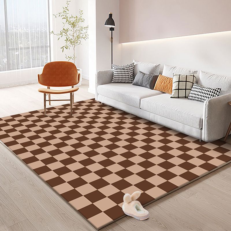 Colorful Checkered Rug Indoor Carpet Polyester Non-Slip Backing Rug for Living Room