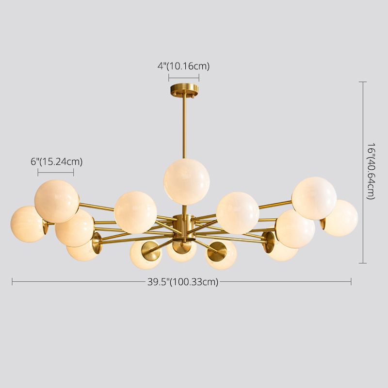 Lámpara de lámpara de lámpara de globo de vidrio accesorio de iluminación de araña minimalista en blanco