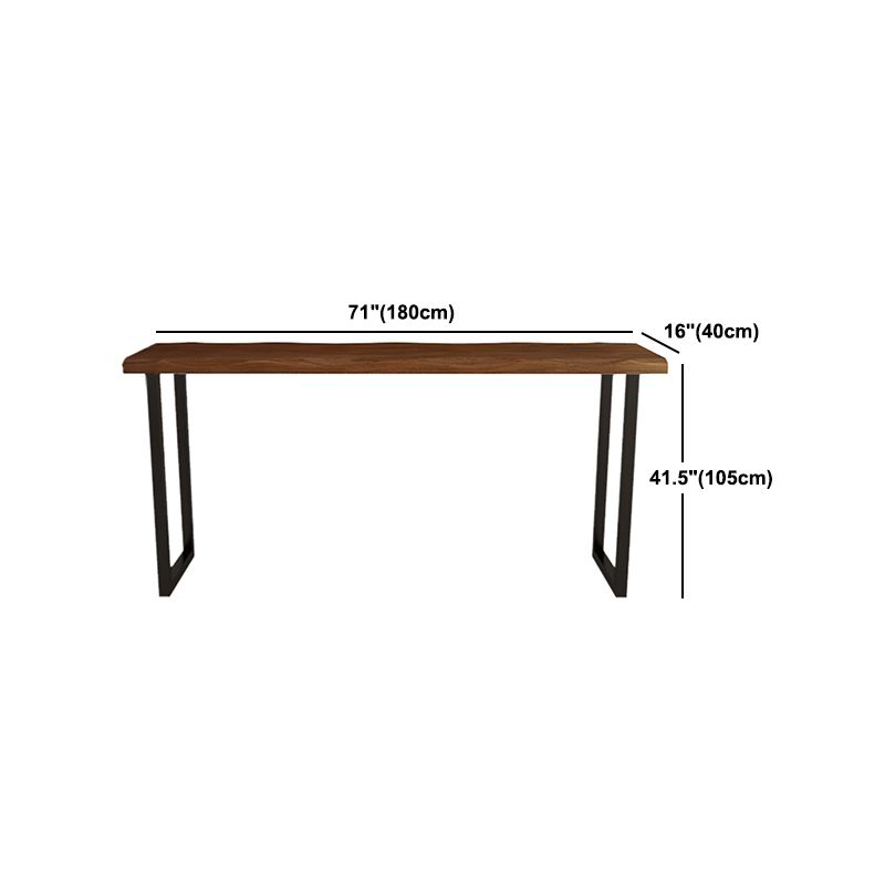 Rectangle Pine Wood Top Bar Table Industrial Bistro Table with Double Pedestal in Black