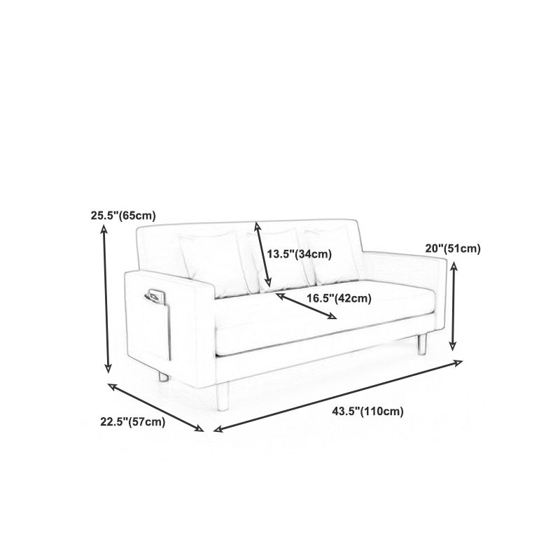 Scandinavian Tight Back Sofa with Storage and Square Arm 65H