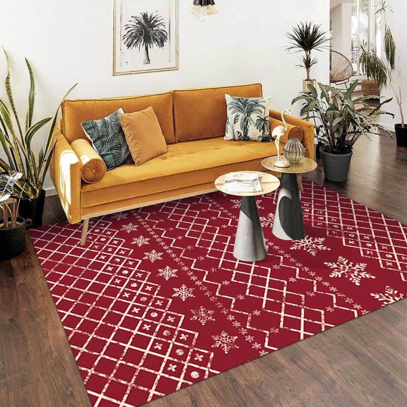 Bohemian Tribal Printed Rug Polyester Area Carpet Non-Slip Backing Indoor Rug for Living Room