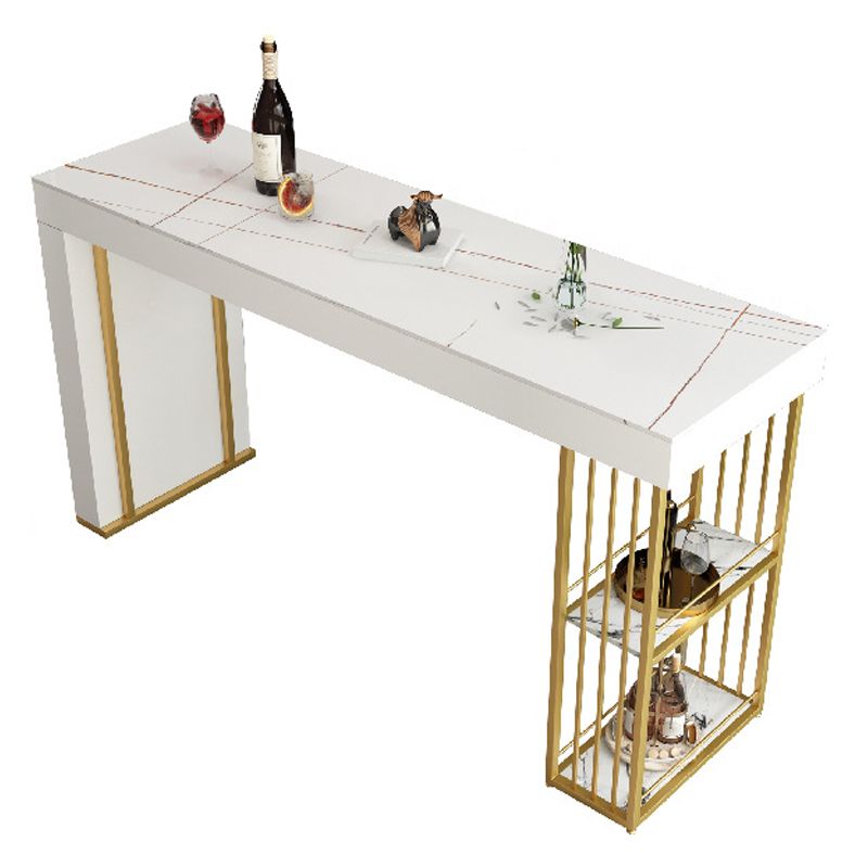 Nordic Glam Rectangle Sintered Stone Table Dining Bar Counter Table for Kitchen