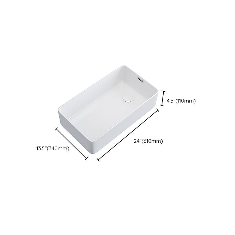 Modern Bathroom Sink White Ceramic Rectangular Bathroom Vessel Sink