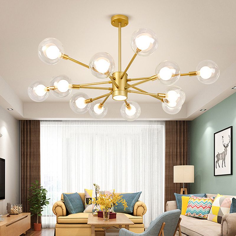 Kugelförmige Form Kronleuchter leichter moderne Glasglas Multi -Licht -Hanglampe für Schlafzimmer