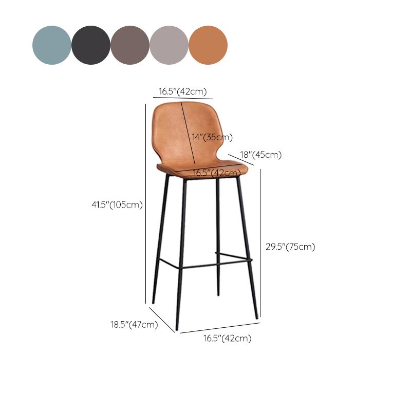 Bucket Footrest Counter Bar Stool Industrial PU Upholstery Low Back Indoor Counter Stool