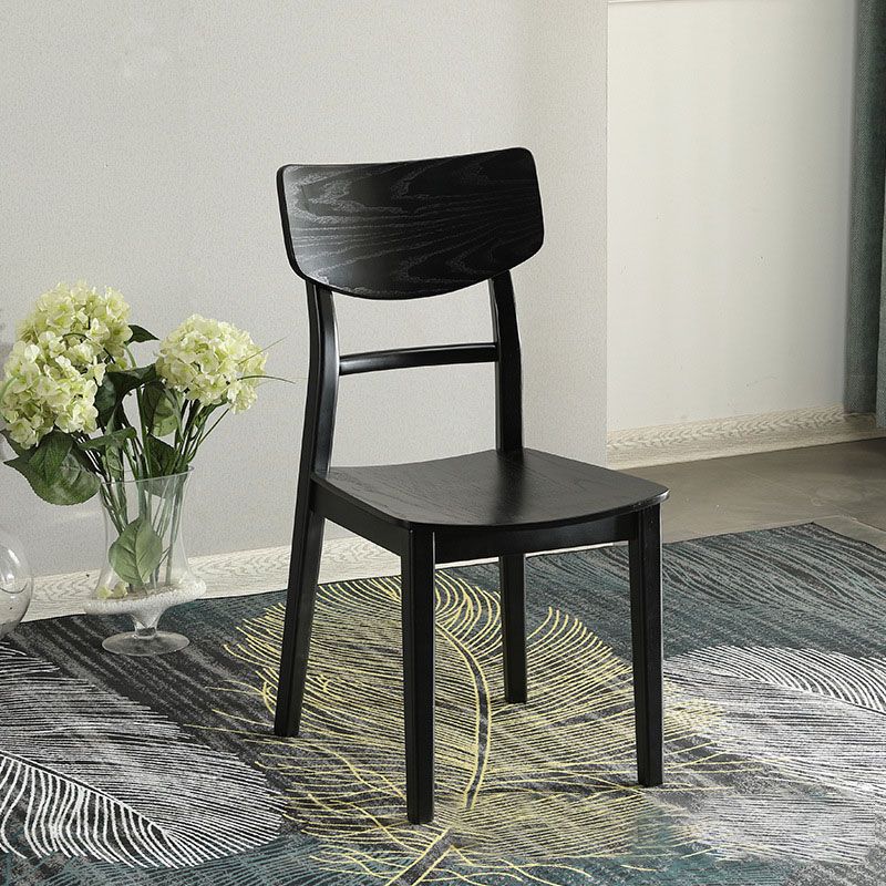 Wood Kitchen Dining Side Chair Ladder Back Side Chair in Black
