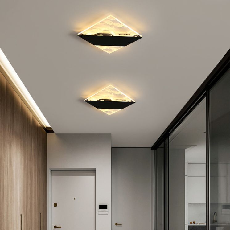 Lámpara de techo de plumas de hierro forjado con montaje empotrado LED geométrico creativo moderno con pantalla acrílica