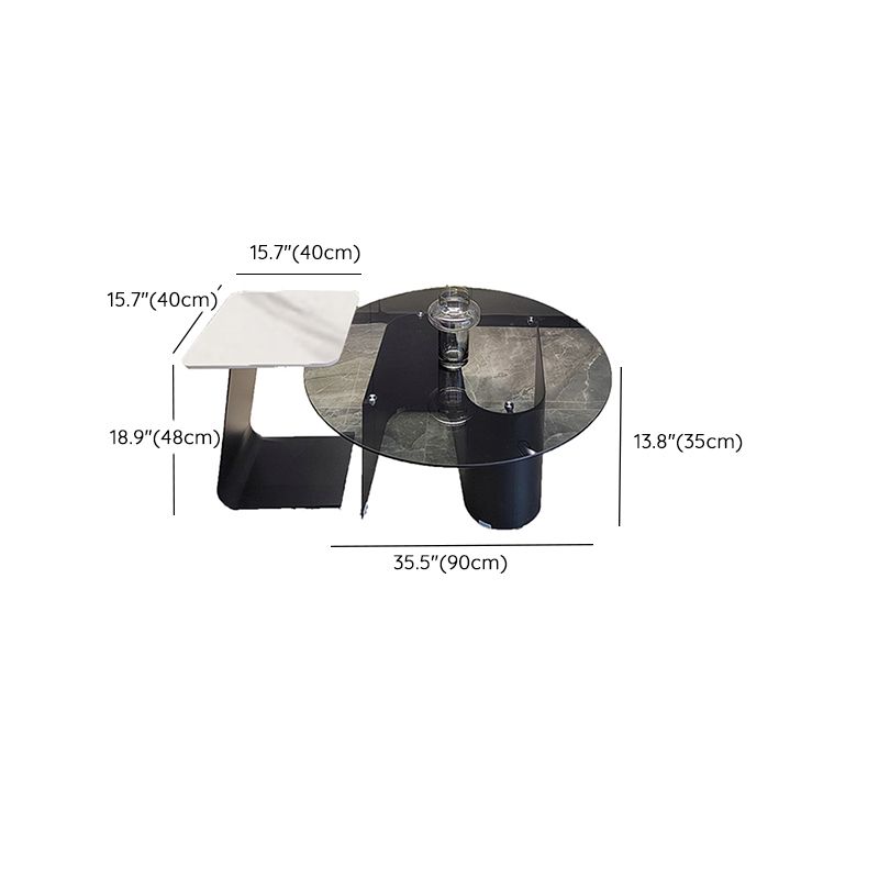 Modern Round Coffee Table Glass Top Pedestal Coffee Table Set