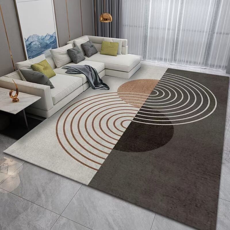 Dark Modern Rug Polyester Striped Rug Washable Rug for Home Decor