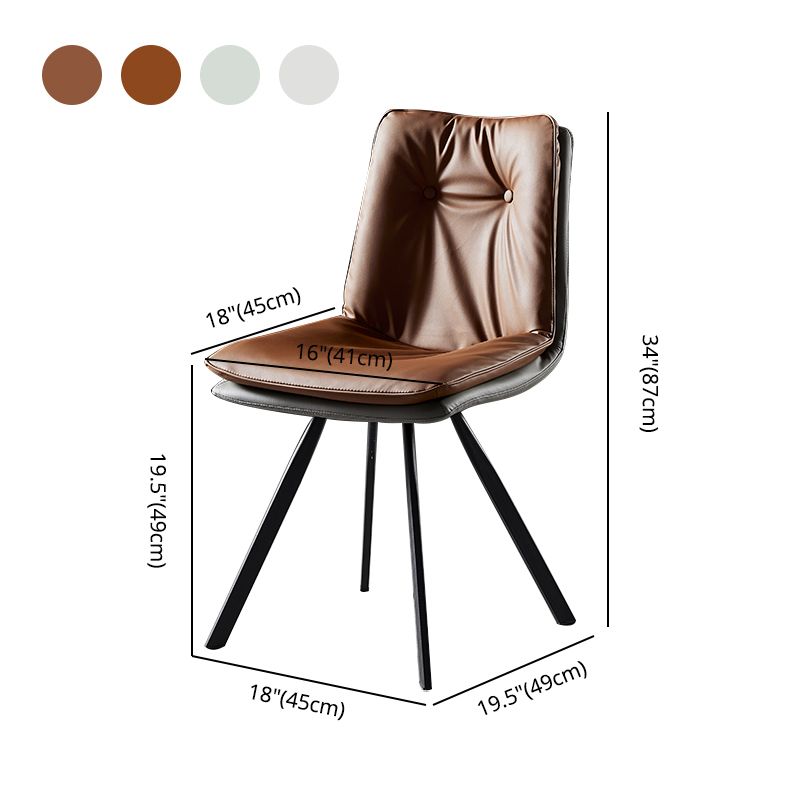 Chaises de salle à manger en cuir de style scandinave, chaise rembourrée à dossier solide pour un usage domestique (Ensemble de 2)