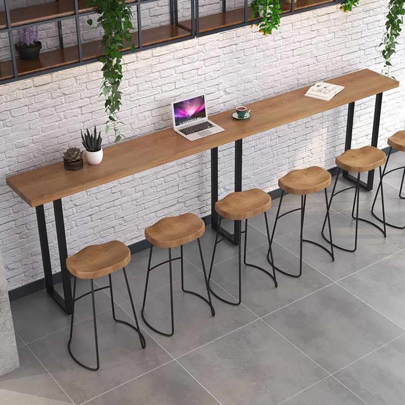 Brown Modern Style Table Pine Wood and Iron Breakroom Bar Table