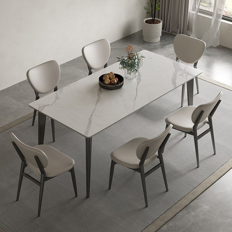 Stainless Steel Frame Dinette Table Stone Top Rectangle Dining Table