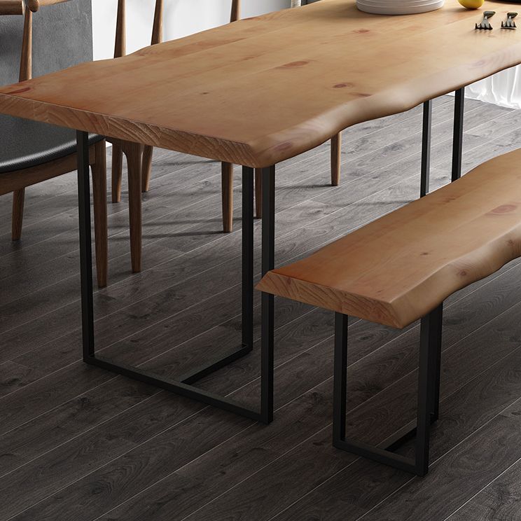 Modern 1/5 Pieces Dining Set Rectangle Pine Wood Dining Table for Cafe