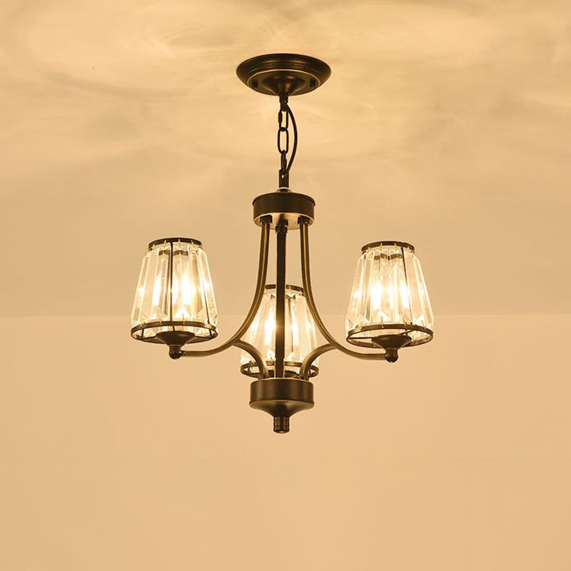 Crystal Prism Hanging Chandelier Conical Traditional Style Pendant Lighting Fixture