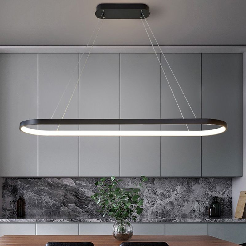 Modern sala da pranzo illuminazione ovale con soffitto a sospensione di metallo lampadario