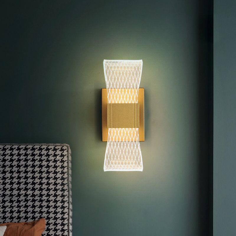 Bowknot-Like Acrylic LED Wall Light Fixture Nordic 1/2 Bulbs Gold Wall Sconce Lighting in Warm/White Light