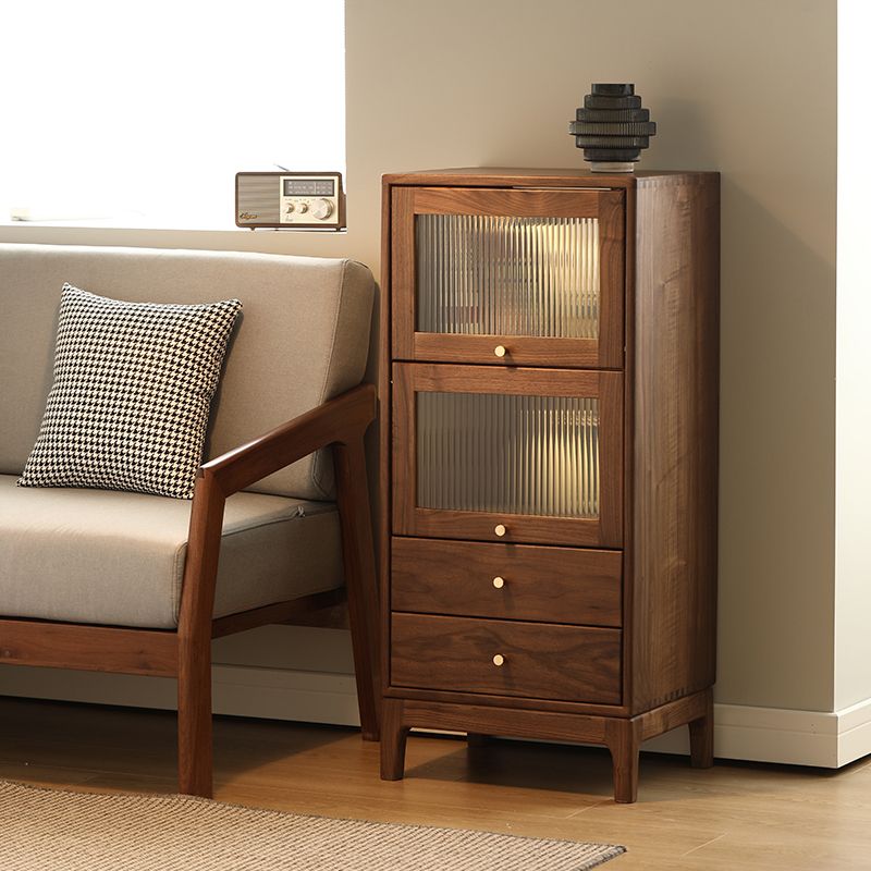 Mid-Century Modern Walnut Storage Cabinet Solid Wood Brown Storage Cabinet