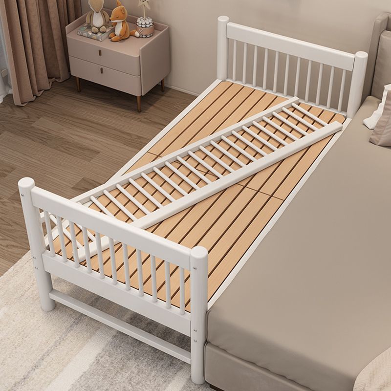 White Baby Crib Scandinavian Beech Nursery Crib with Guardrails