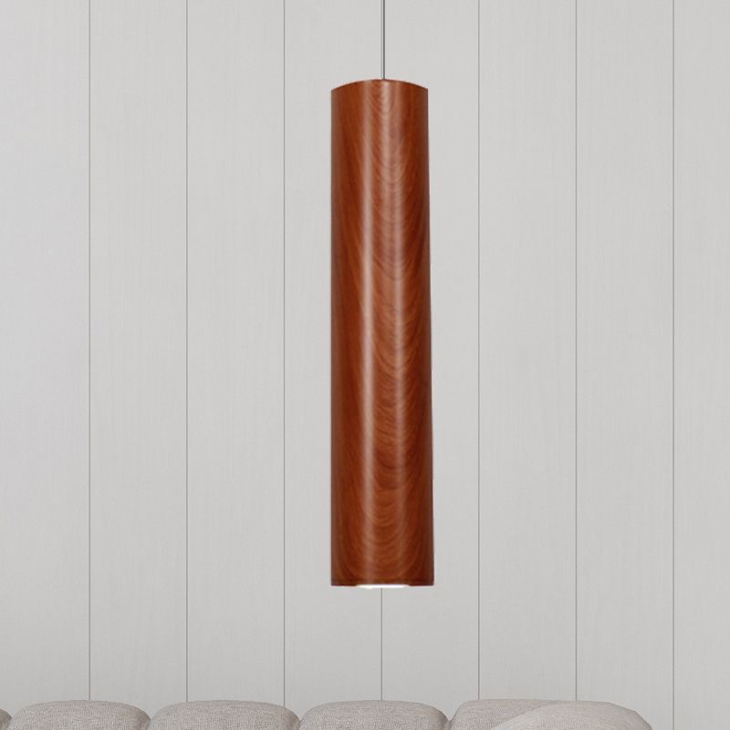Luz de techo de cilindro con tono de grano de madera Metal Metal Brown Liver Light en cálido/blanco, 11 "/19"/27 "Altura
