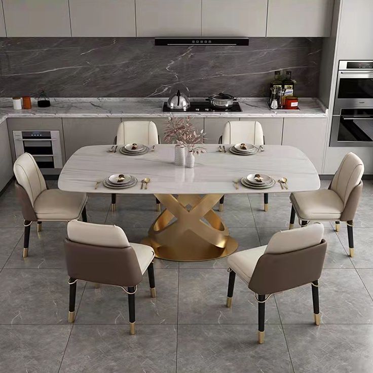 Traditional Luxury Stainless Steel Table Rectangle Dining Table for Home