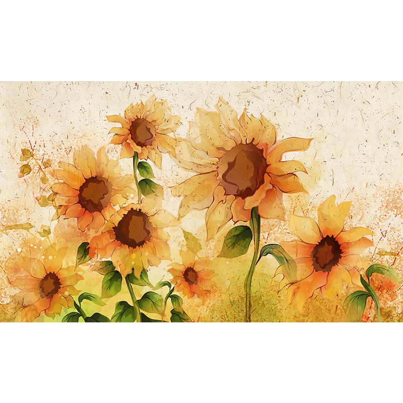 Whole Illustration Sunflower Wall Decor for Children's Bedroom, Customized Size Available