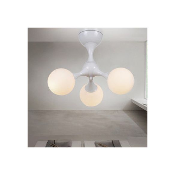 Molecular Semi Flush Light Nordic Style Frosted Glass 3 Lights Ceiling Mounted Light in Chrome/White for Living Room