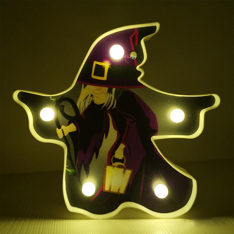 Horror Element Night Light Simple Plastic Battery Operated LED Black Nightstand Lighting