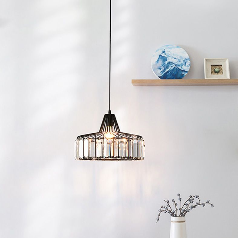 Trommelförmige Kristallhänge Deckenleuchte minimalistische Anhängerbeleuchtung im Stil