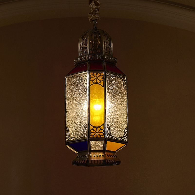 1 Head Lantern Pendant Lamp Tradition Brass Metal Hanging Ceiling Light for Dining Room