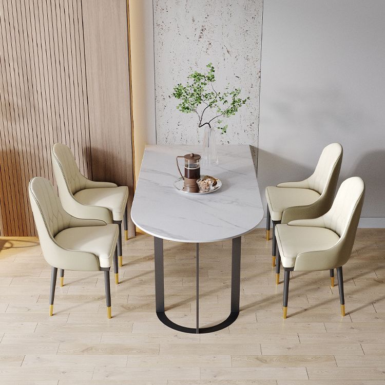 Mesa de comedor superior de piedra mesa de comedor de lujo tradicional con base de trineo