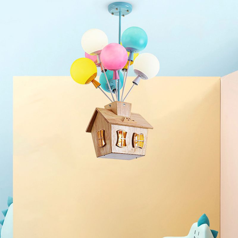 Contemporary Ceiling Lamp Colorful Glass Shade Flush Mount Light Fixture
