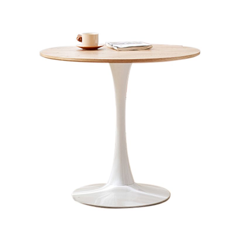 Round Dining Table Modern Natural Wooden Tabletop with Tulip Base