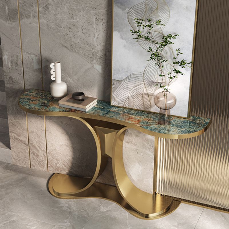 Glam Free Form Console Table with Stainless Steel Bracket for Hall